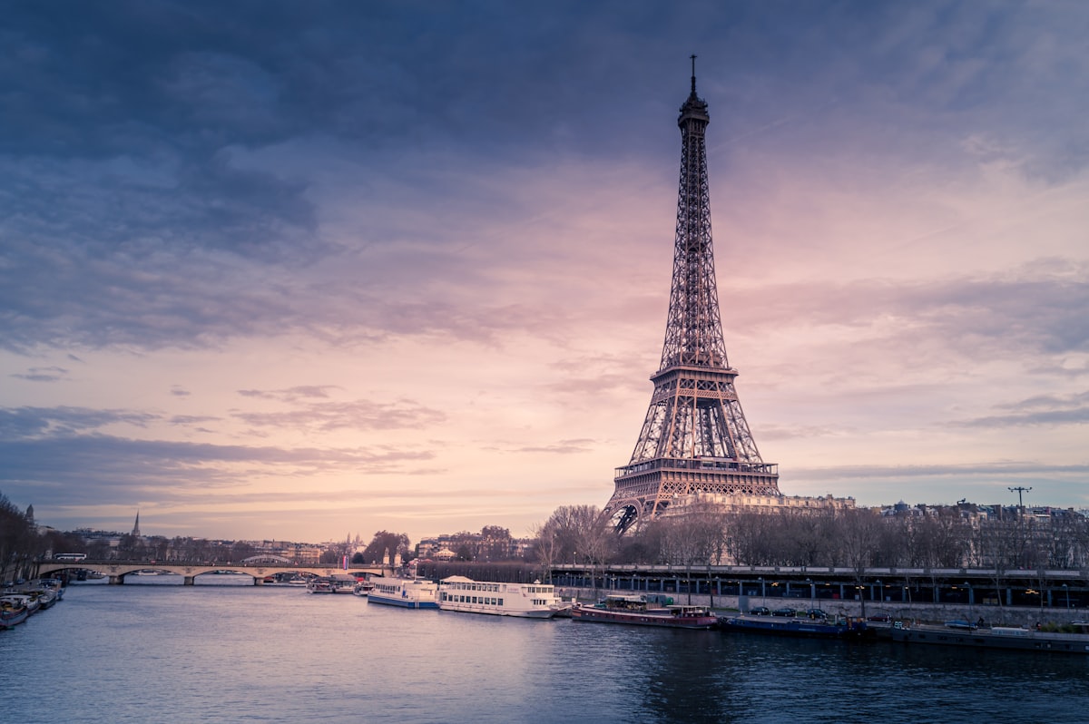 Paris street with the Eiffel Tower, a common Schengen destination
